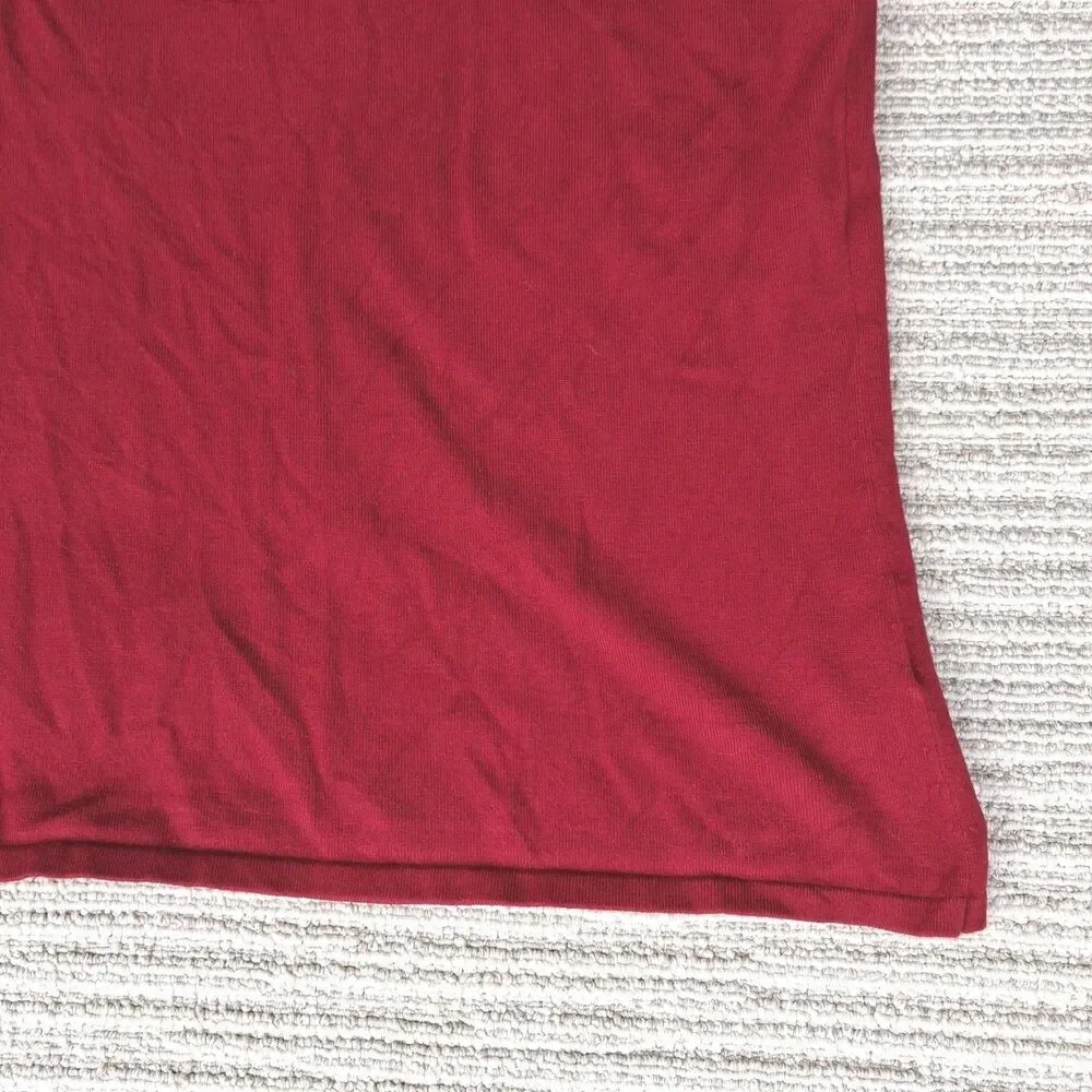 DRESSBARN COLLECTION RED SLEEVELESS ROSETTE RUFFLE SHELL TOP TANK BLOUSE L - Picture 6 of 9